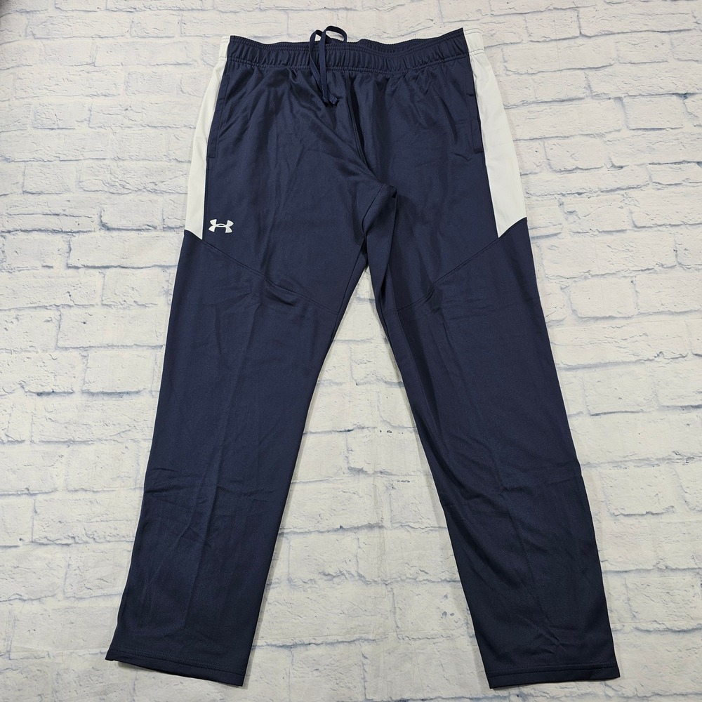 Under Armour Rival Knit Warm Up Pants MENS 2XL TALL Navy Blue White Ankle Zip